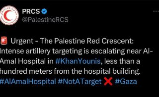 |English follows:
‏🚨عاجل-الهلال الأحمر الفلسطيني : الاستهداف المدفعي العنيف يتزايد في محيط مستشفى الأمل في...