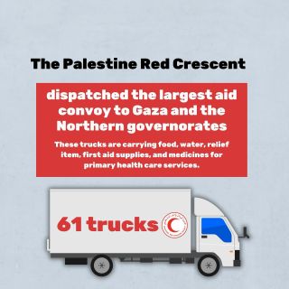 |ðŸ”´ The largest convoy of 61 trucks of aid assistance to the #Gaza and the North governorates loaded with food and non-food items, water, primary health care medicines, and emergency medical...