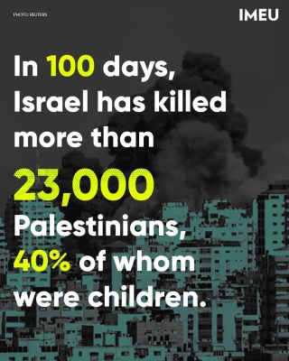 Today marks 100 days since Israel began its genocidal assault on Gaza. In 100 days, Israel has killed well over 230 Palestinians each day. Thousands more are presumed dead or dying under the rubble....