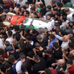 |وداع وتشييع الشهيد ناصر عبد اللطيف البرغوثي ٢٩ عاما ، في بلدة بيت ريما شمال غرب رام الله .Palestinians mourn Nasser Barghouti...