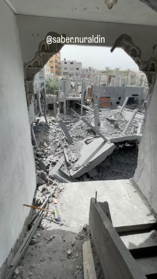 Palestinians search for bodies and survivors amidst the rubble of a destroyed houses following an Israeli air strike in Al Maghazi refugee camp, southern Gaza Strip, 11 May 2024. According to report...