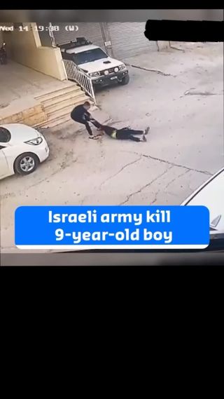 CCTV footage documenting the moment when 9-year-old #Palestinian boy Adam al-Ghoul was shot dead by an Israeli sniper in Jenin, north of the occupied West Bank, a few minutes ago.

His name was Adam...
