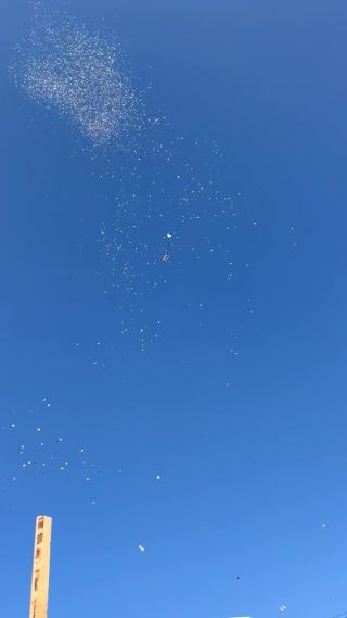 الان في مدينة رفح طائرات الاح.تلال تسقط مناشير باتجاه خيم النازحين في مدينة رفح ..
Now in the city of Rafah, occupation planes drop...