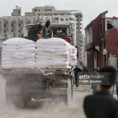Humanitarian aid trucks enter northern Gaza

GAZA CITY, GAZA - MAY 27: Aid trucks carrying food supplies and humanitarian aid arrive in the Gaza Strip via Beit Lahiya, north of Gaza City as the...