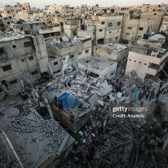 Israeli attacks on Gaza continue

GAZA CITY, GAZA - MAY 24: Civil defense teams and residents carry out search and rescue efforts after an Israeli attack hits the house belonging to the Al Nadi...