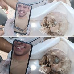 Can you believe that the Abd Rabbo family identified their martyred son, who had been reduced to a skeleton, by his teeth!

هل تصدقون أن عائلة عبد ربه تتعرف على...