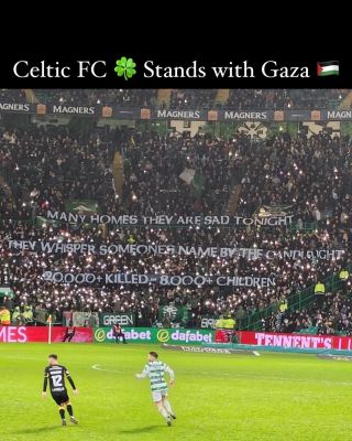 Many homes they are sad tonight 
They whisper someone’s name by the candlelight 
20,000 dead and 8,000 dead children

You’ll never walk alone with Celtic 

#football #soccer #scotland