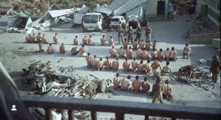 A wide campaign of arrests carried out by the occupation forces everywhere they enter, and this is how they are arrested, and this is contrary to all international laws.  حملة اعتقالات...