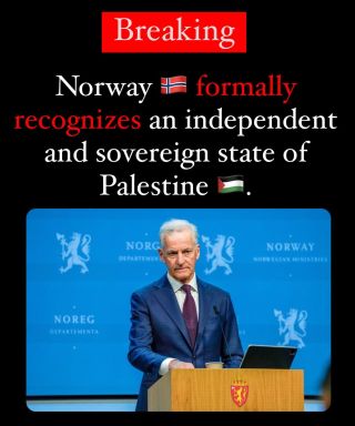 ðŸš¨ #Norway joins #Ireland and #Spain to formally recognize an independent state of Palestine. 

Now, letâ€™s see what other nations follow suit.