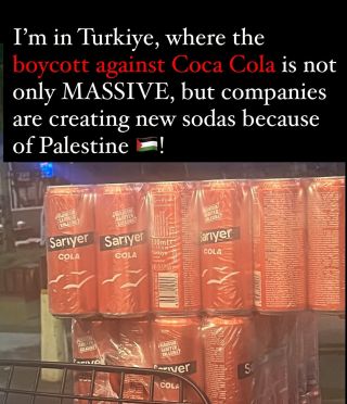 Say No to @cocacola 

In #Turkiye and everywhere else the boycott is spreading. 

Out with the genocidal old, in with the humane new. 

#istanbul