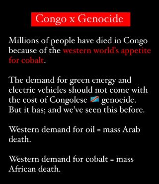 Your voracious addiction energy = our death. 

#FreeCongo