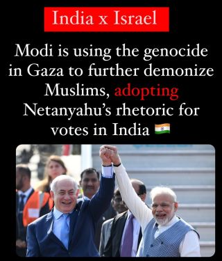 The BJP is feeding off the genocide to win another election 

The Butcher of Gujarat x the butcher of Gaza

#india #bjp #modi