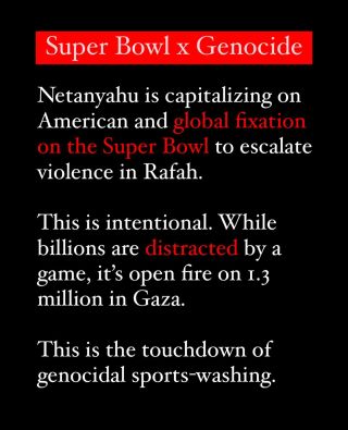 Whatâ€™s Taylor Swift wearing at the #SuperBowl? Americans care more about this than an ongoing genocide of 127 days. 

If you dumb down a society enough, you can pacify them to ignore and...