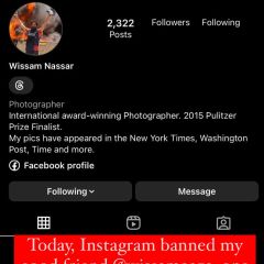 The suppression and censorship of critical voices on Gaza continues. 

We are trying and working to get @wissamgaza back online. 

Until then: Follow his new account, @wissam.lens