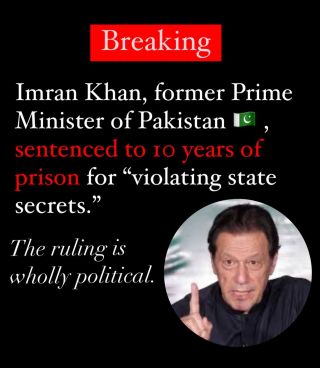 ðŸš¨ This is an injustice in #Pakistan, a sham ruling to punish Khan 

They know heâ€™ll win a landslide if he ran for office. 

â€œA Pakistani court sentenced former prime minister...